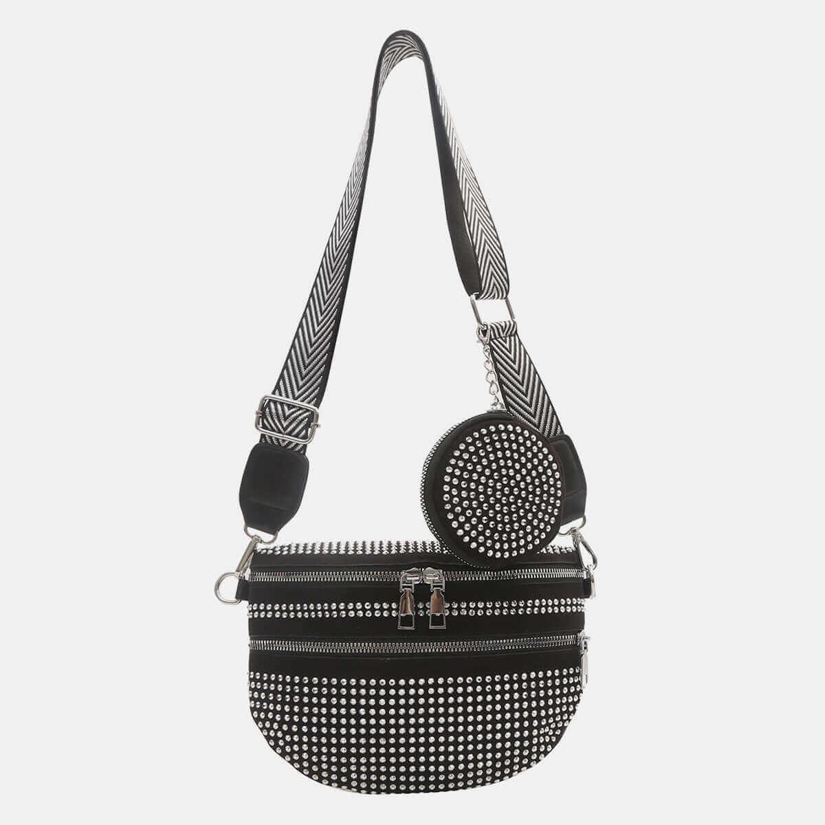 Studded fansy Adjustable Strap Crossbody Bag - SAMFILS