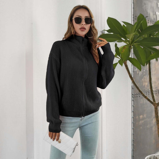 Fashion Zipper Sweater Coat For Women