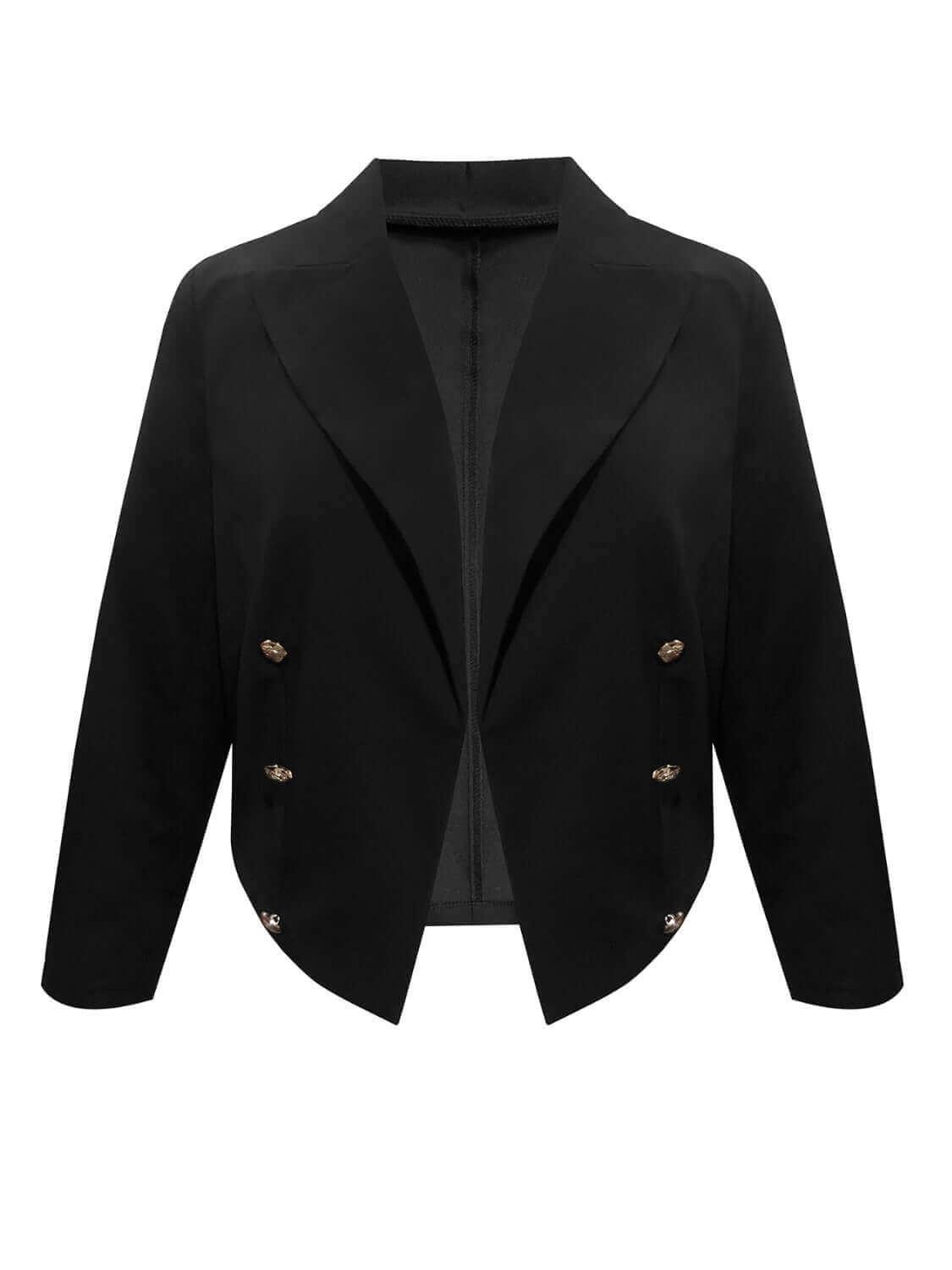 Plus Size Buttoned Lapel Collar Long Sleeve Blazer - SAMFILS