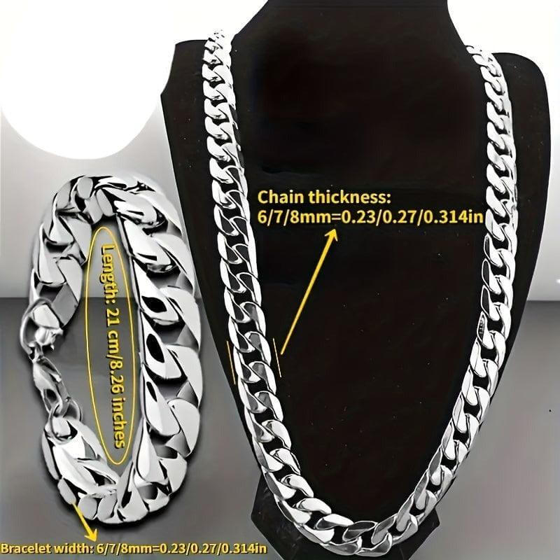Men and Women 2pcs/set Stainless Steel Punk Chain Necklace - SAMFILS