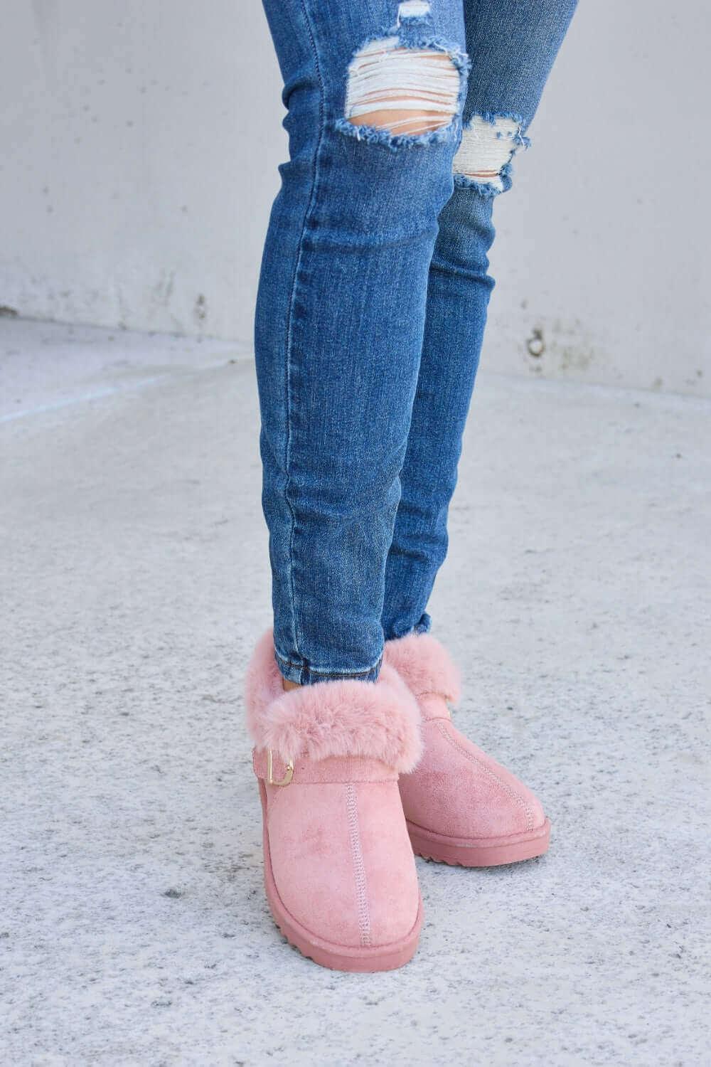 Forever Link Furry Chunky Thermal Ankle Boots - SAMFILS