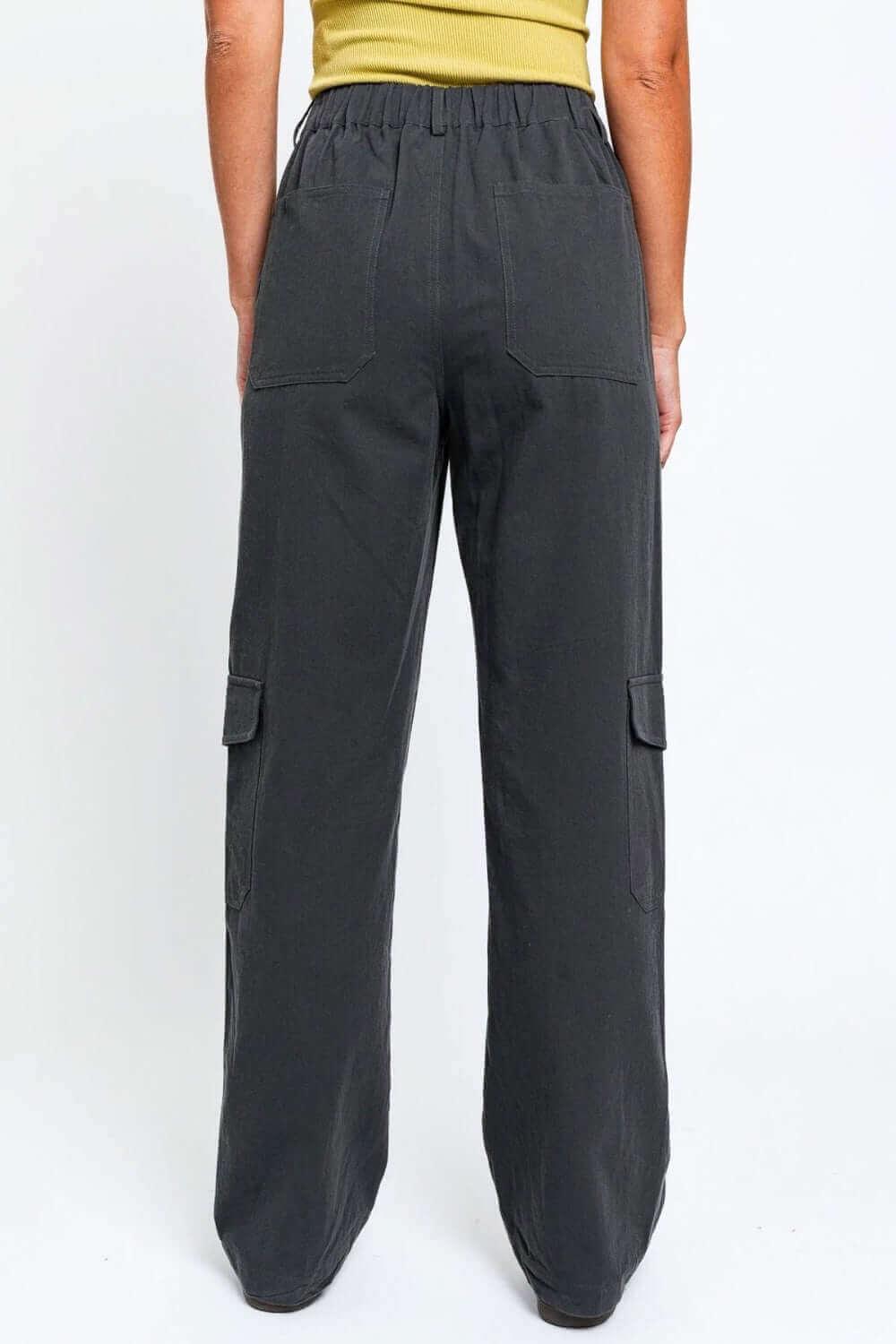 Tasha Apparel High Waisted Wide Leg Cargo Pants with Pockets - SAMFILS