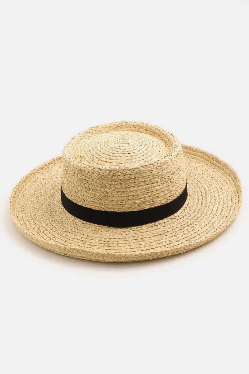 Fame Wide Brim Straw Weave Timeless Look Hat - SAMFILS