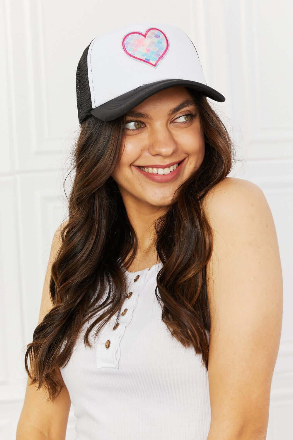 Fame Falling For You Trucker Hat in Black - SAMFILS