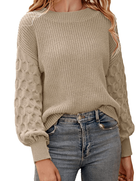 Women's Pullover Sweater Casual Long Sleeve Crewneck Loose - SAMFILS