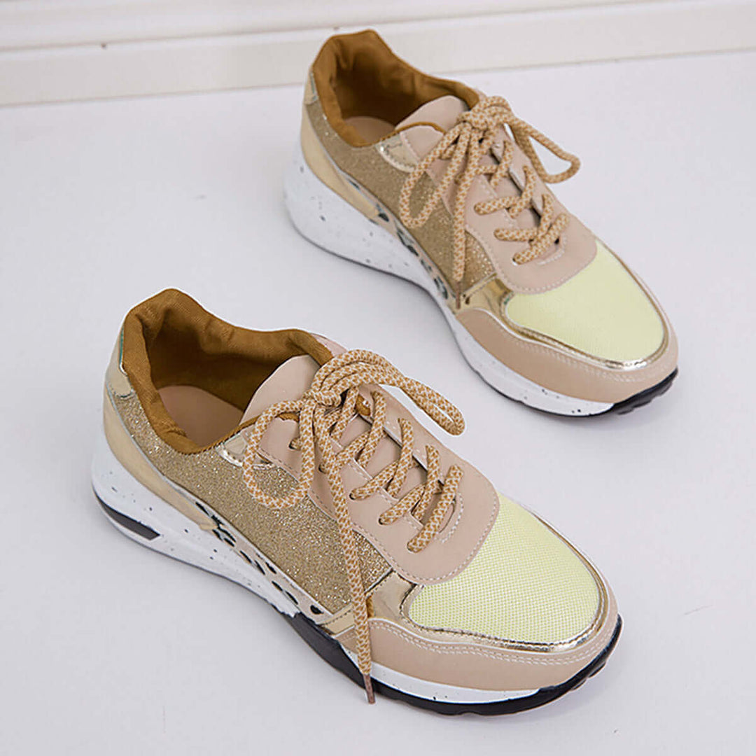 Lace-Up Round Toe Platform Breathable Sneakers - Samslivos