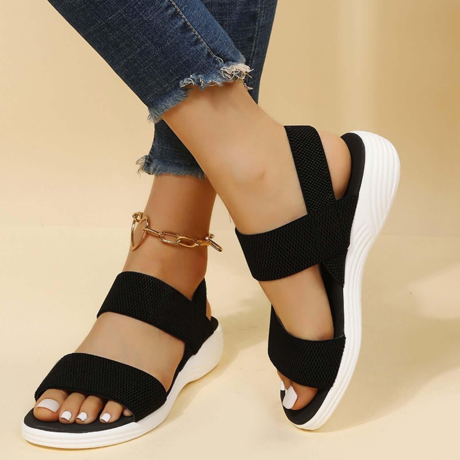 Perfect Durable Rubber Open Toe Low Heel Sandals - SAMFILS