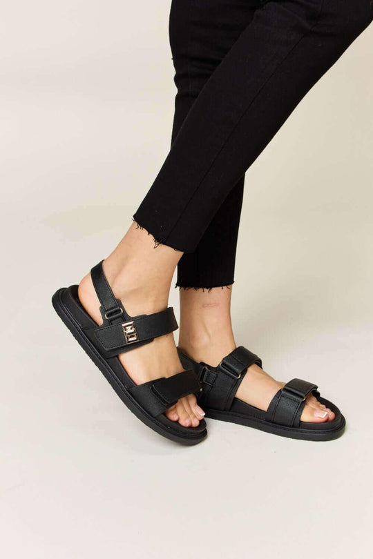 Wild Diva Velcro Double Strap Slingback Sandals - SAMFILS