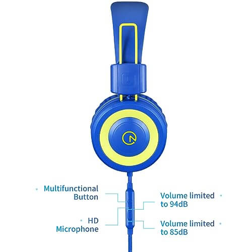 Noot products Kids Headphones with Microphone K12 Stereo 5ft