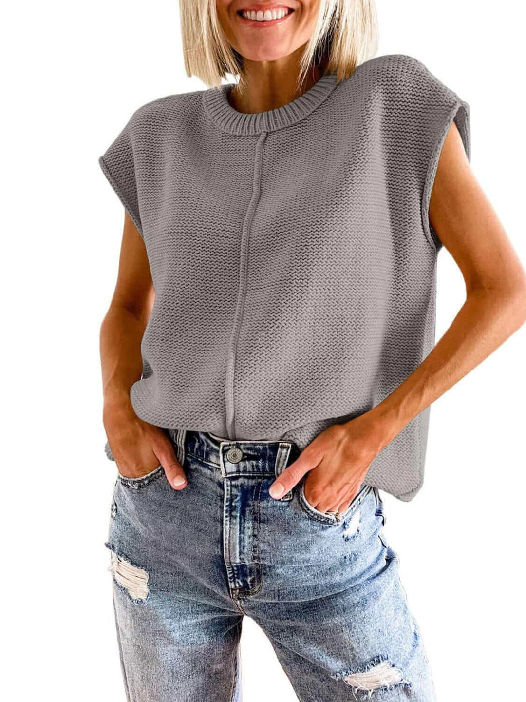 Picnic Design Cap Sleeve Sweater Vest - Samslivos