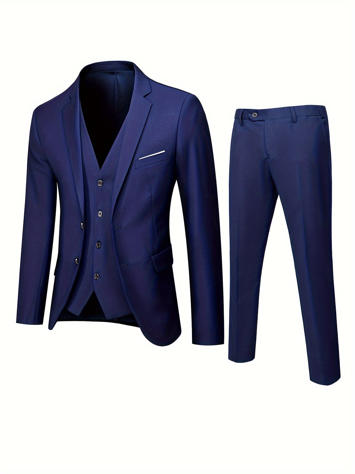 Elegant Men's 3pcs Suit Set Vest Blazer & Dress Pants