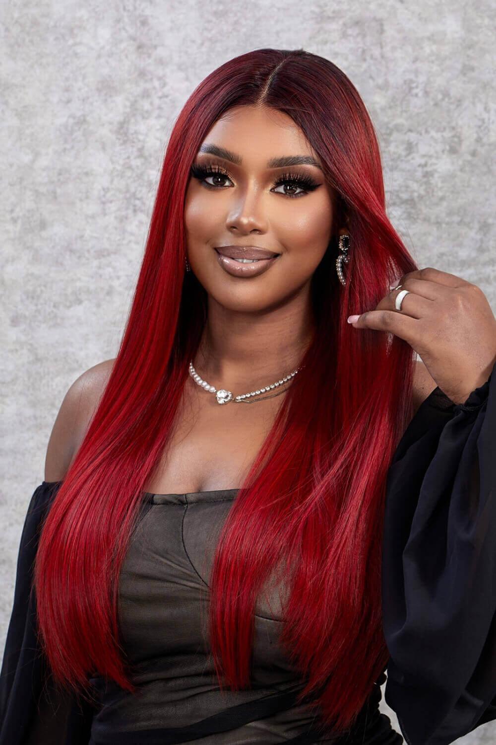 Lace Front Wigs 13*2" Synthetic Straight 26" 150% Density - Samslivos