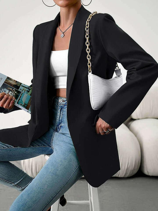 Buttoned Lapel Collars Long Sleeve Blazer - Samslivos