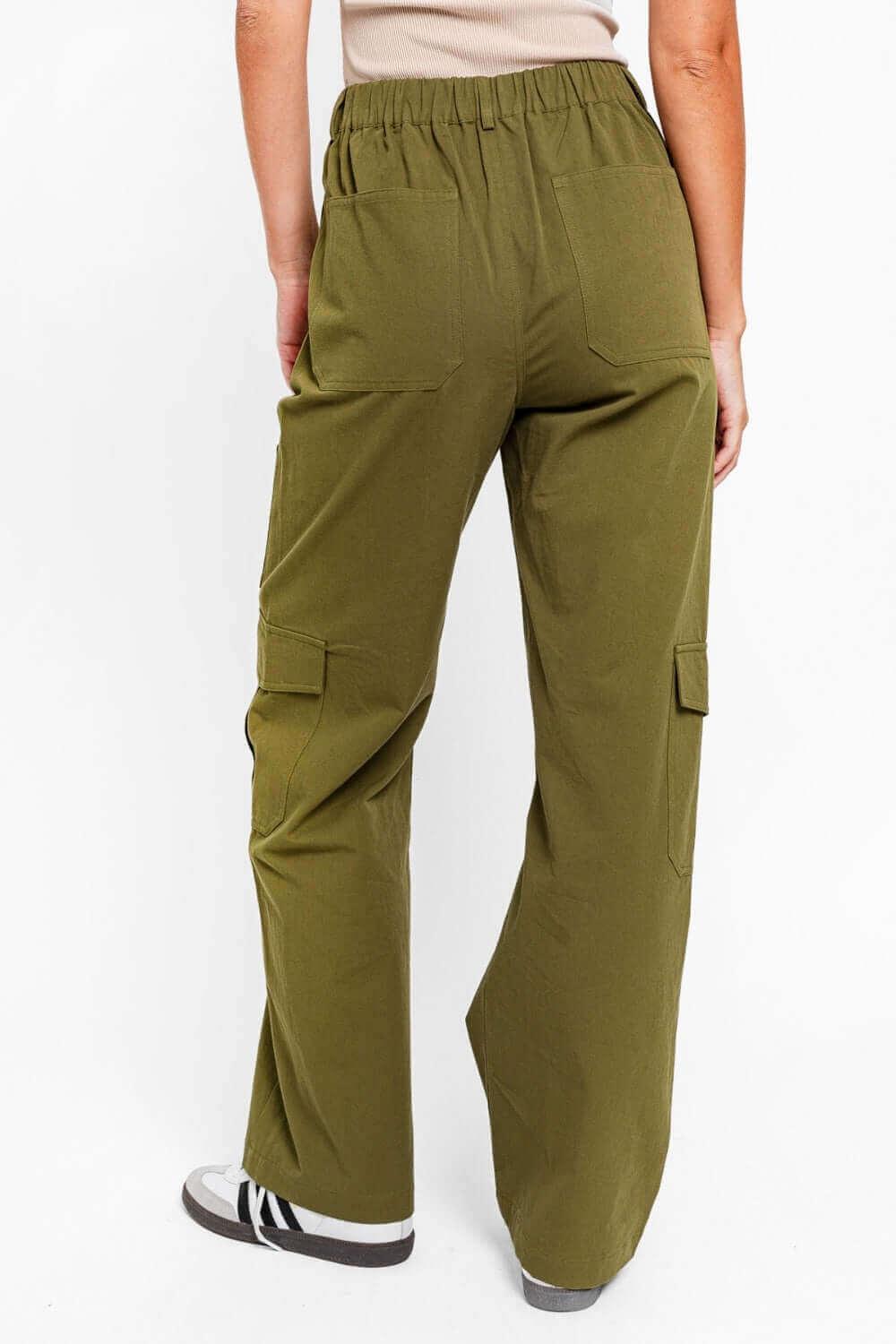 Tasha Apparel High Waisted Wide Leg Cargo Pants with Pockets - SAMFILS