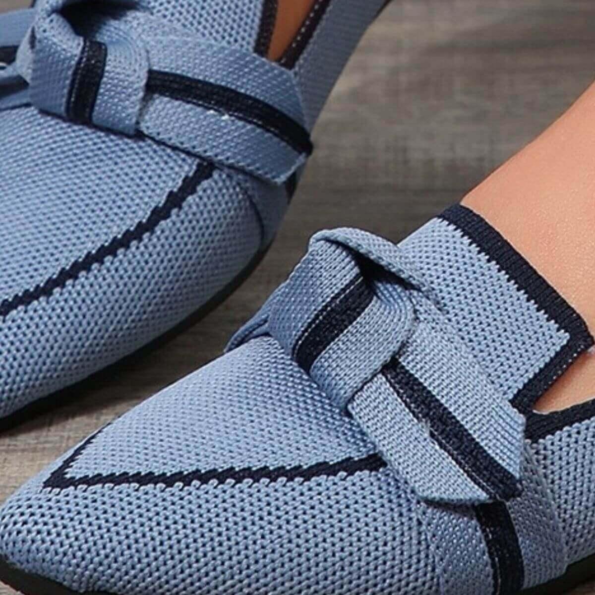 Bow Stylish Contrast Trim Point Toe Loafers - SAMFILS