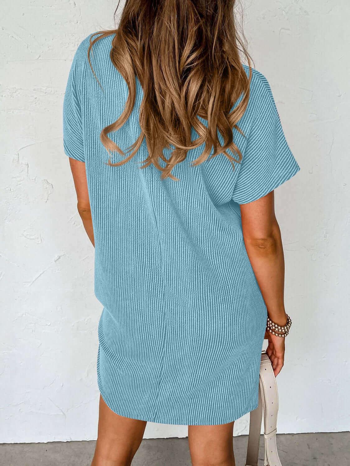 Comfort Round Neck Short Sleeve Mini Dress - SAMFILS