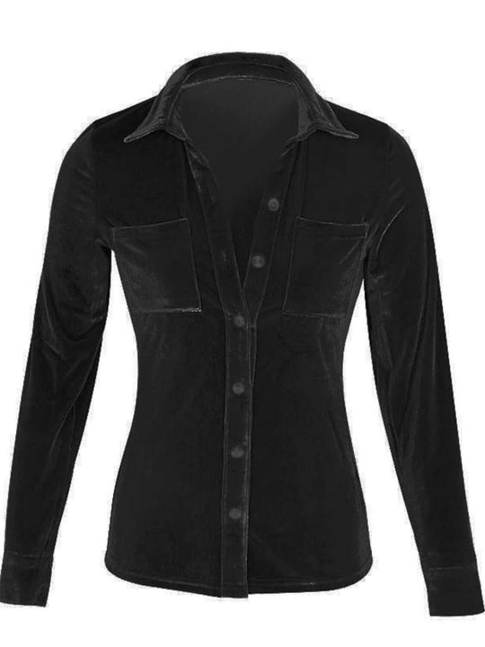 Button Up Collared Shirt with Breast Pockets Design - Samslivos