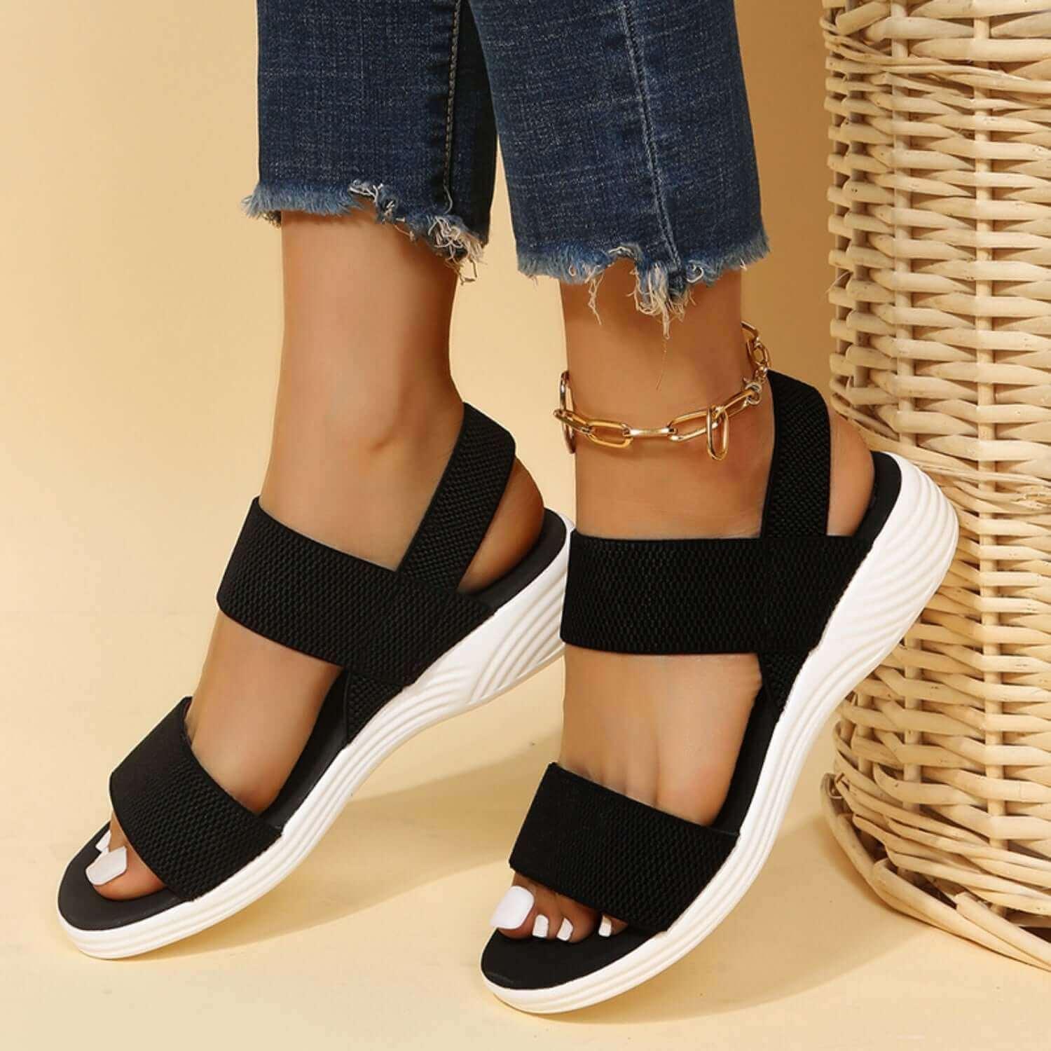 Perfect Durable Rubber Open Toe Low Heel Sandals - SAMFILS