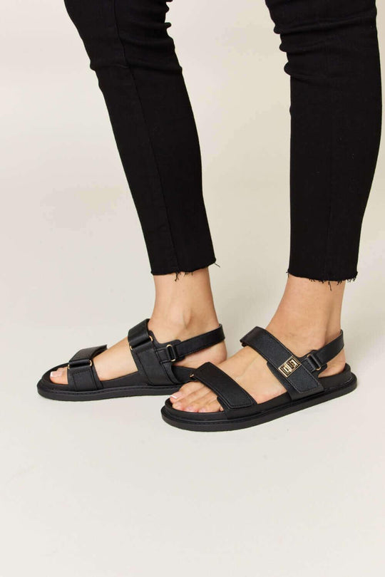 Wild Diva Velcro Double Strap Slingback Sandals - SAMFILS