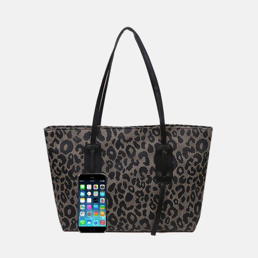 Fashion PU Leather Leopard Tote Storage Bag - Samslivos