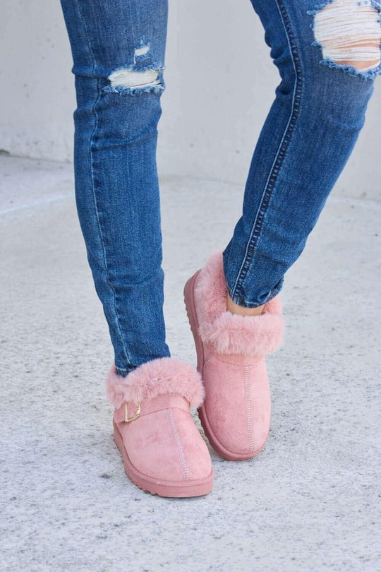 Forever Link Furry Chunky Thermal Ankle Boots - Samslivos