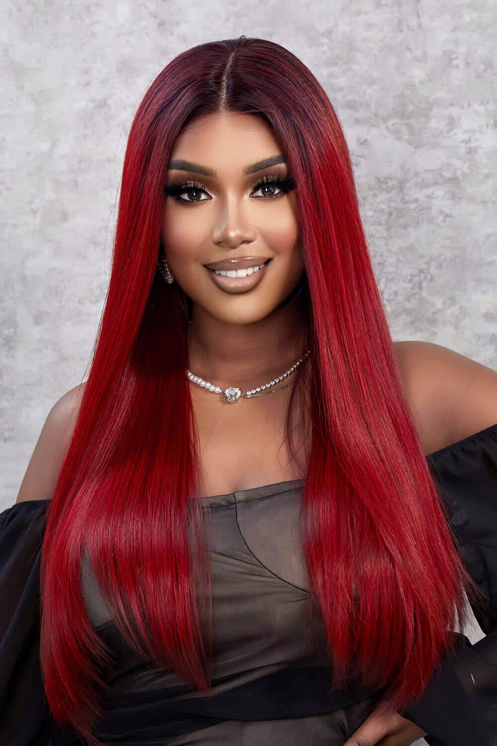 Lace Front Wigs 13*2" Synthetic Straight 26" 150% Density - Samslivos