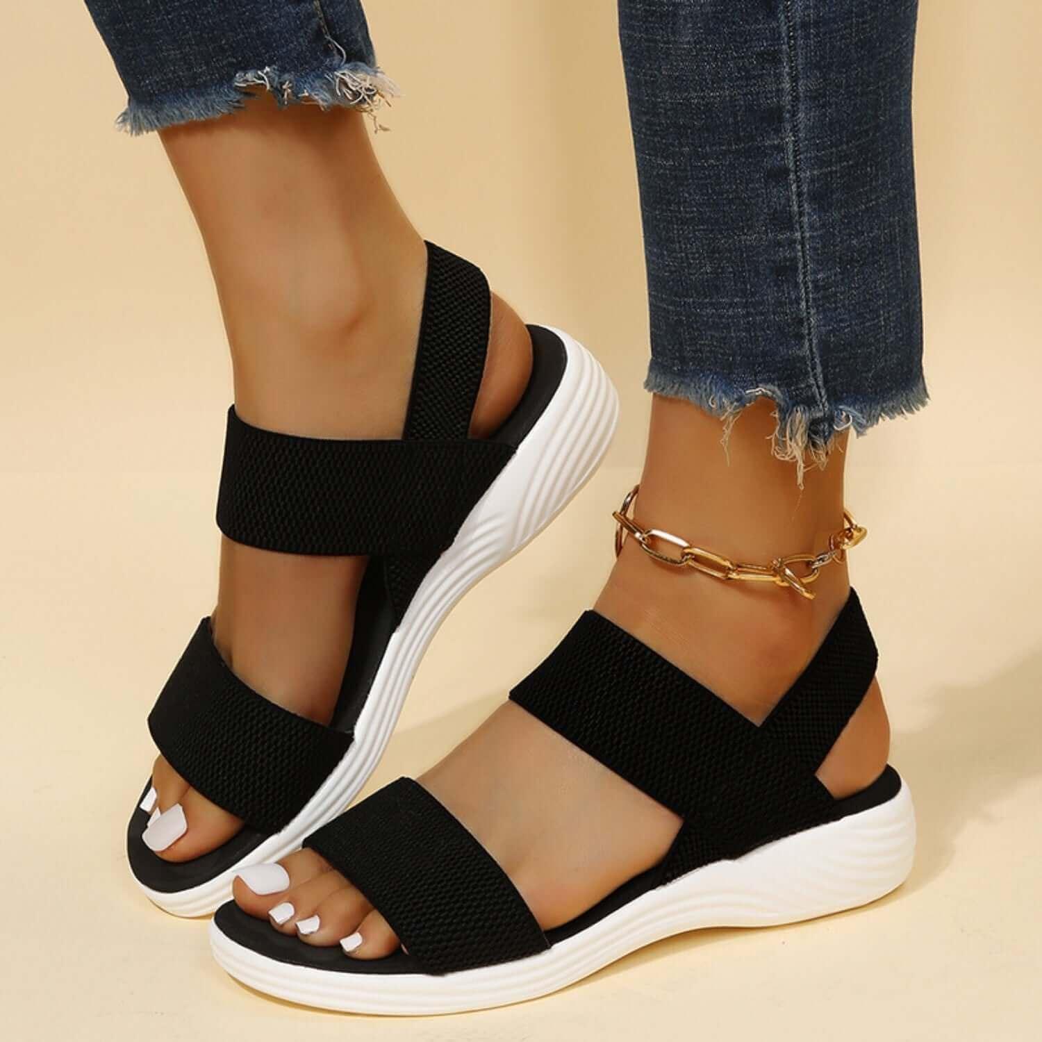 Perfect Durable Rubber Open Toe Low Heel Sandals - SAMFILS