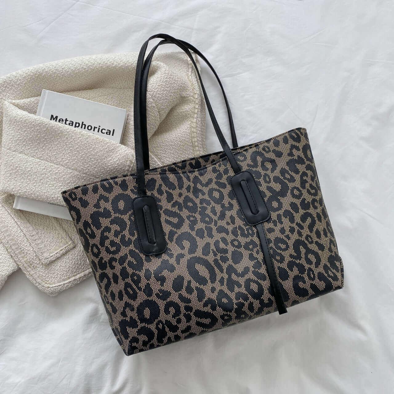 Fashion PU Leather Leopard Tote Storage Bag - SAMFILS