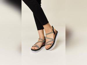 Forever Link Rhinestone Strappy Wedge Sandals - SAMFILS