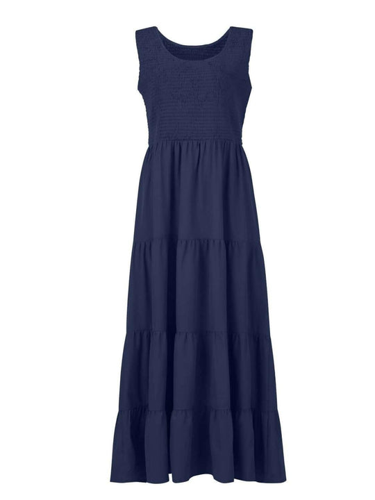 Tiered Smocked Timeless Wide Strap Dress - SAMFILS