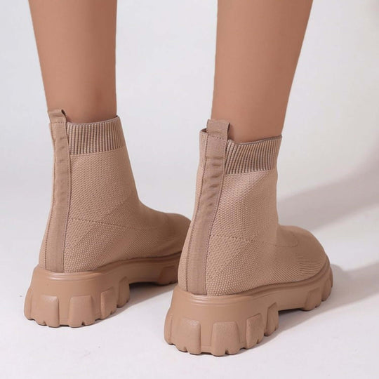 Mesh Round Toe Platform Boots Breathable - Samslivos