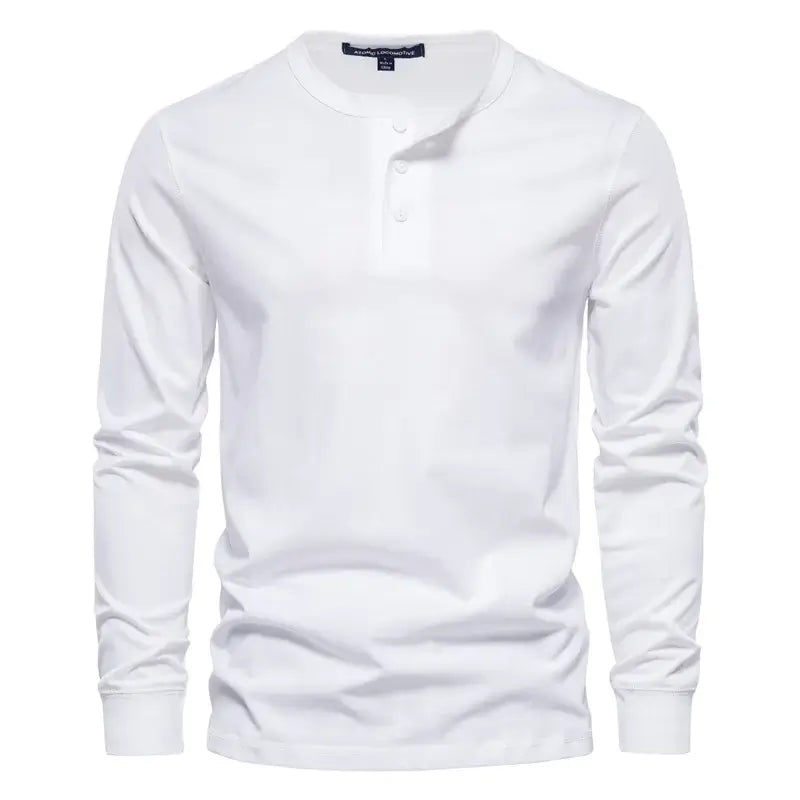 Men Casual Solid Color Long Sleeve Soft T-Shirt for Men - Samslivos