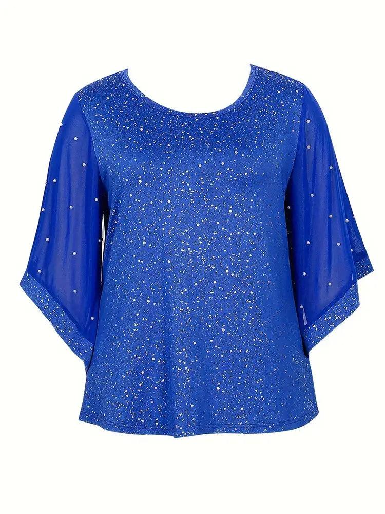 Loose Shining Silver T-shirt Fashion Women Blouse - SAMFILS