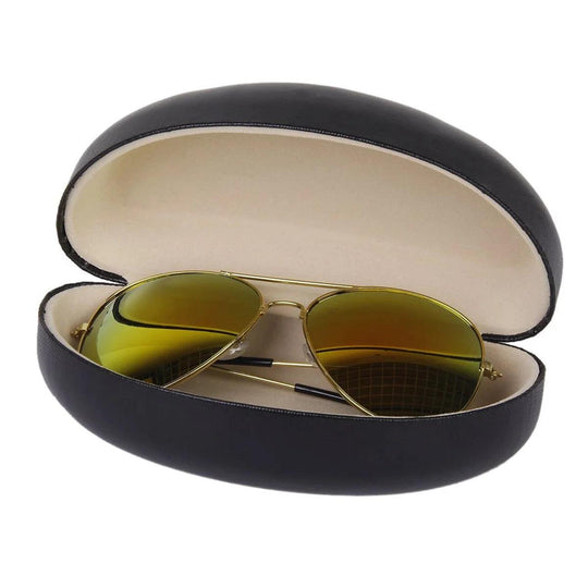 Oval Sunglasses Eyeglasses PU Storage Case Box Black - SAMFILS