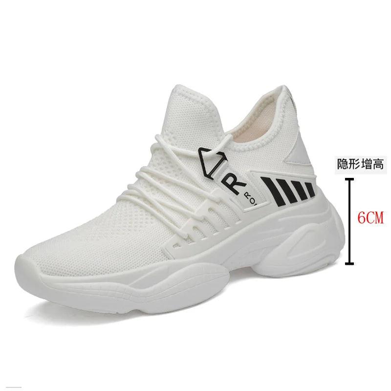 Men Elevator Shoes Man Breathable Casual Shoes Hidden Heels - Samslivos