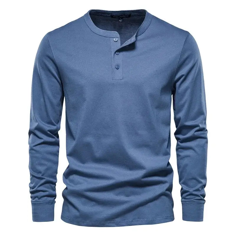 Men Casual Solid Color Long Sleeve Soft T-Shirt for Men - Samslivos