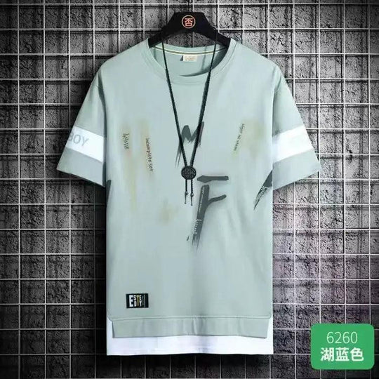 Men's T Shirts Korean Fashion Summer Short Sleeve Print - Samslivos