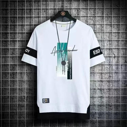 Men's T Shirts Korean Fashion Summer Short Sleeve Print - Samslivos