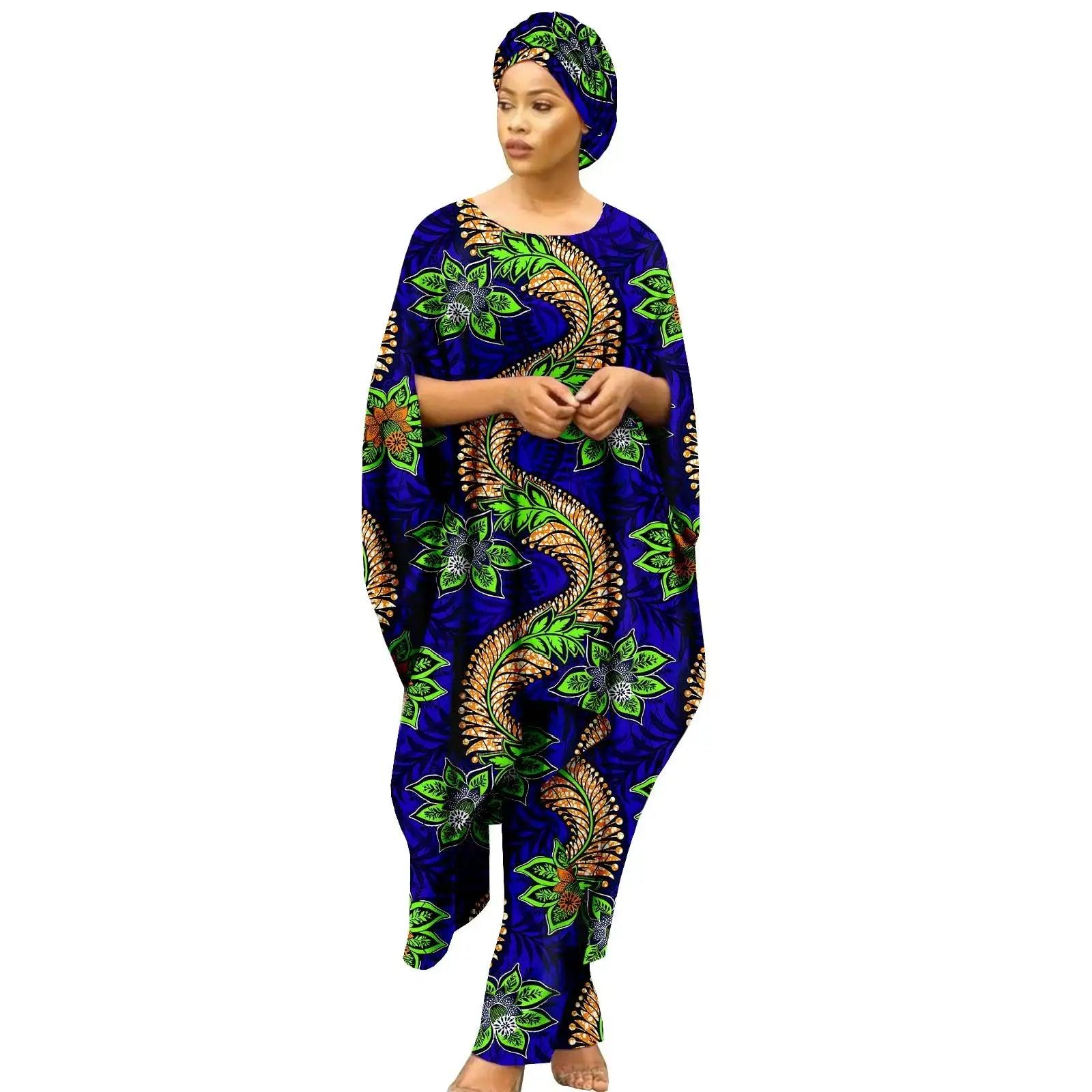 African Clothes for Women Dashiki Print Long Dress Pants - SAMFILS