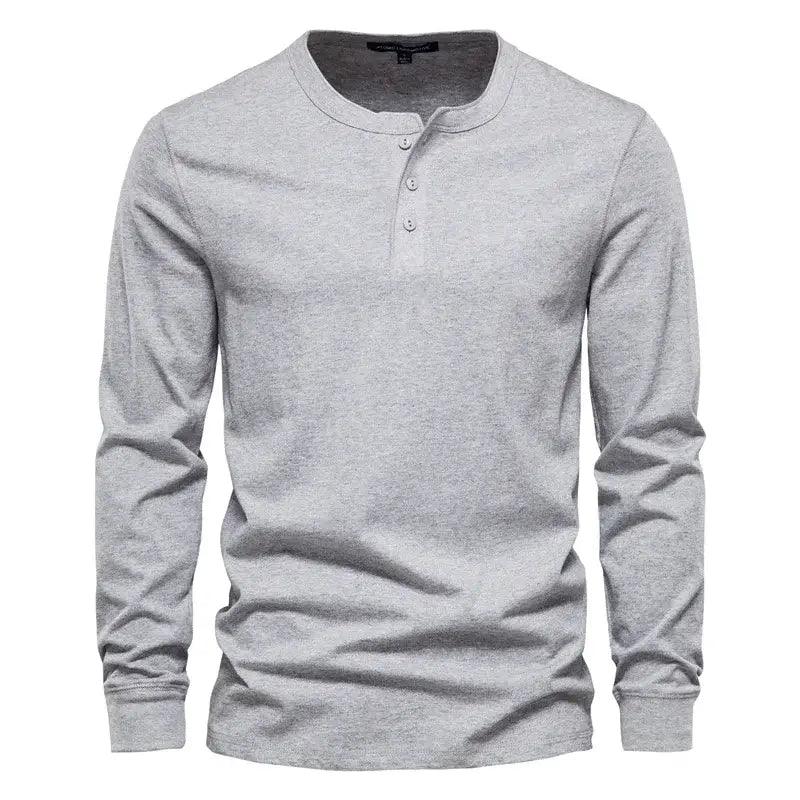 Men Casual Solid Color Long Sleeve Soft T-Shirt for Men - SAMFILS