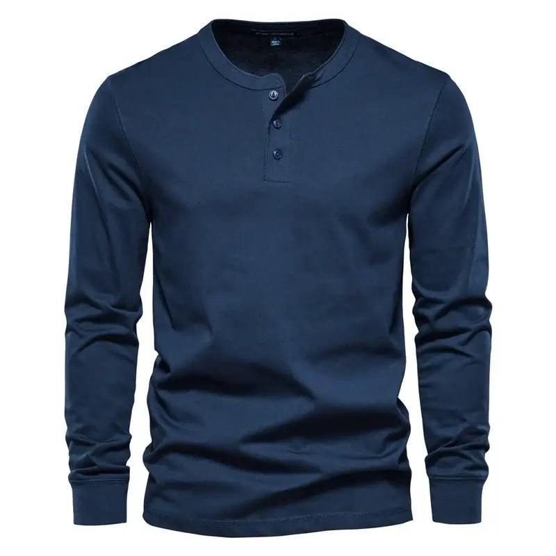 Men Casual Solid Color Long Sleeve Soft T-Shirt for Men - SAMFILS