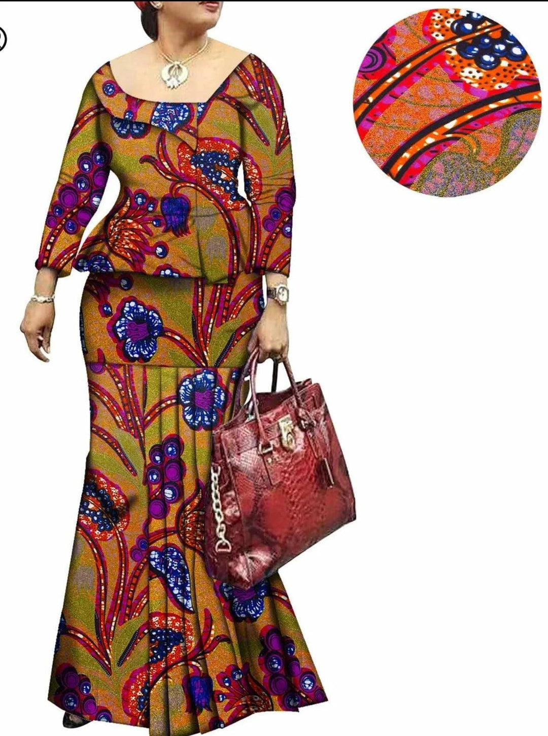 Women Bazin Ankara Print Dashiki Pure Cotton Wax Dresses - SAMFILS