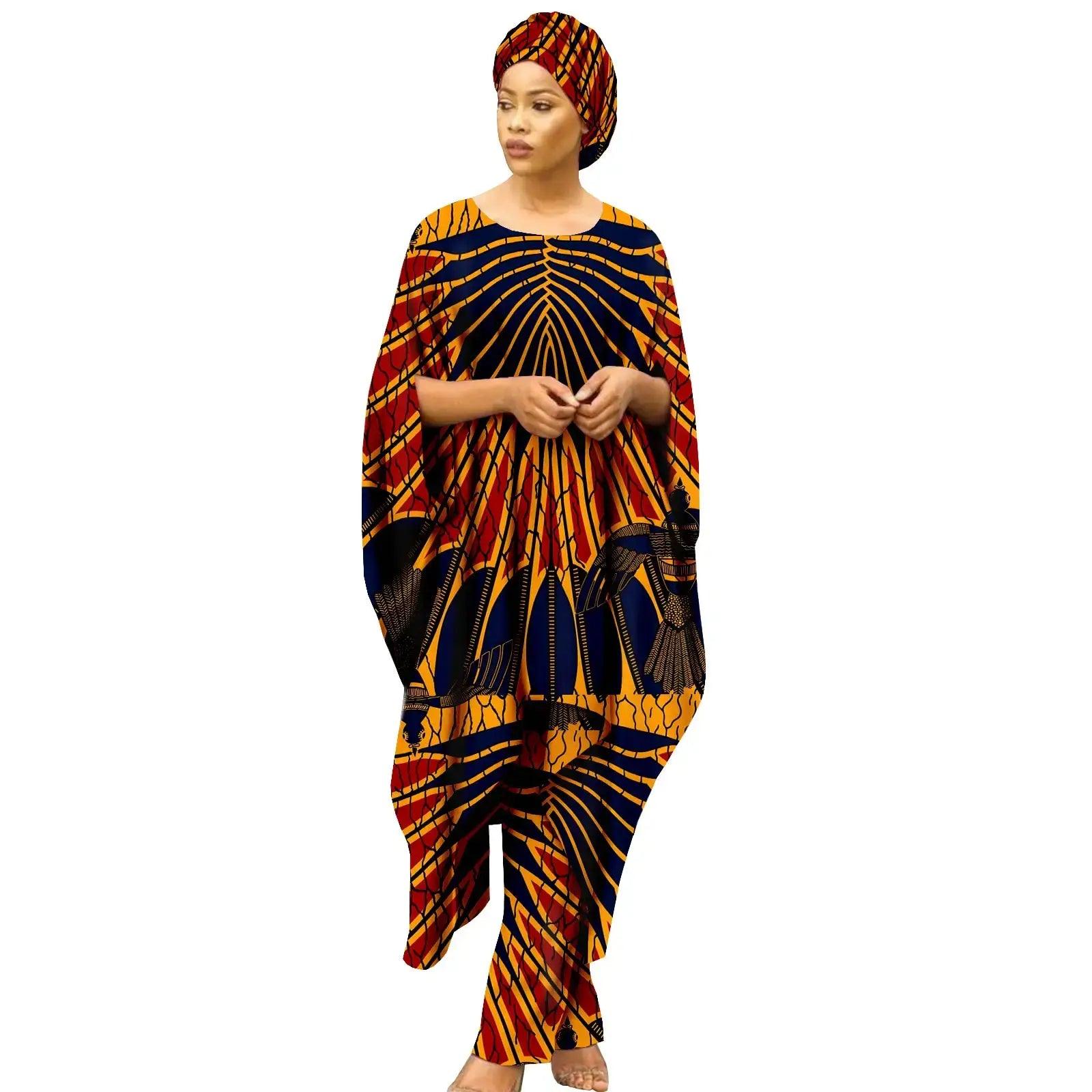 African Clothes for Women Dashiki Print Long Dress Pants - SAMFILS