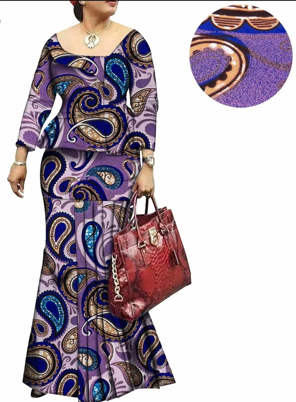 Women Bazin Ankara Print Dashiki Pure Cotton Wax Dresses - SAMFILS