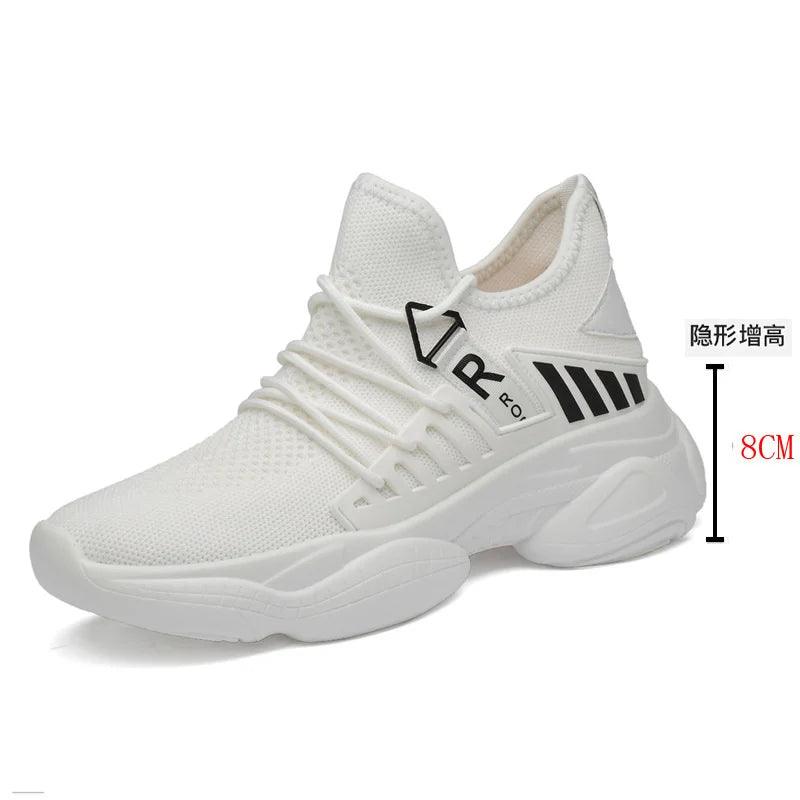 Men Elevator Shoes Man Breathable Casual Shoes Hidden Heels - SAMFILS