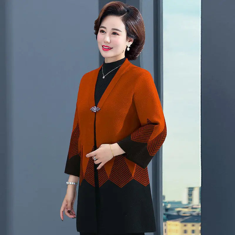 Knit Sweater Cardigan Jacket Noble Elegant Female Coat