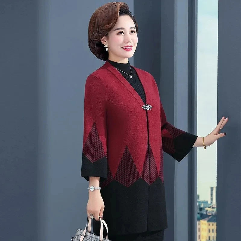 Knit Sweater Cardigan Jacket Noble Elegant Female Coat