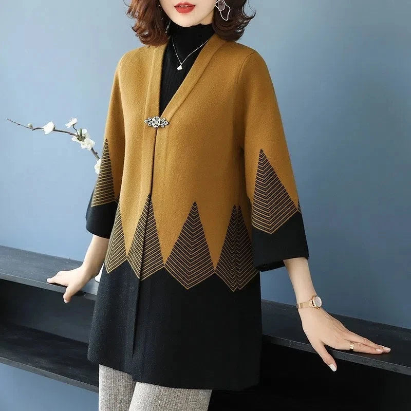 Knit Sweater Cardigan Jacket Noble Elegant Female Coat