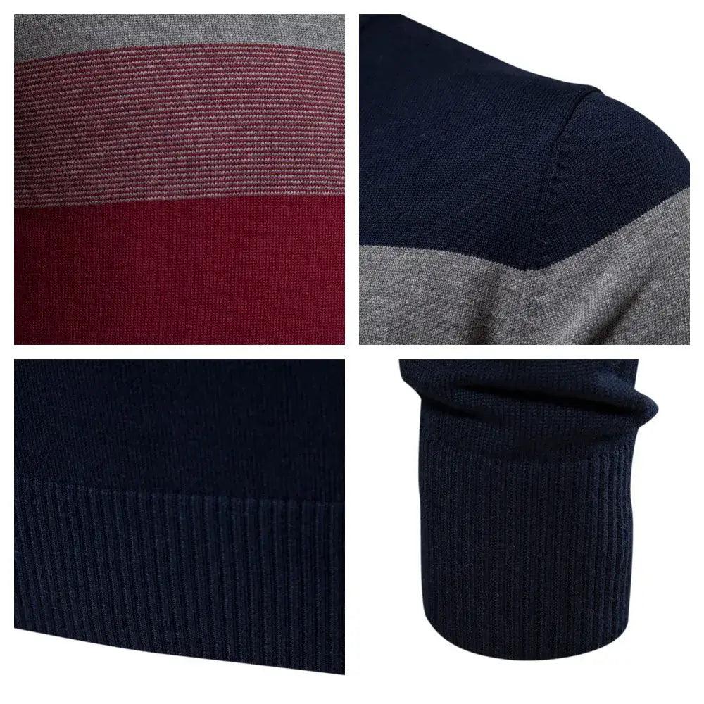 Half Zipper Pullover Thick Turtleneck Man Knit Jumper - SAMFILS