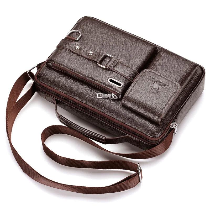 Fashion Men Shoulder Bag Business Crossbody Bags PU Leather - SAMFILS